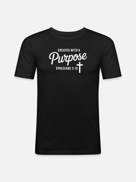 Purposeful Script Cross Ephesians 2:10 - Men's Slim Fit T-Shirt - black
