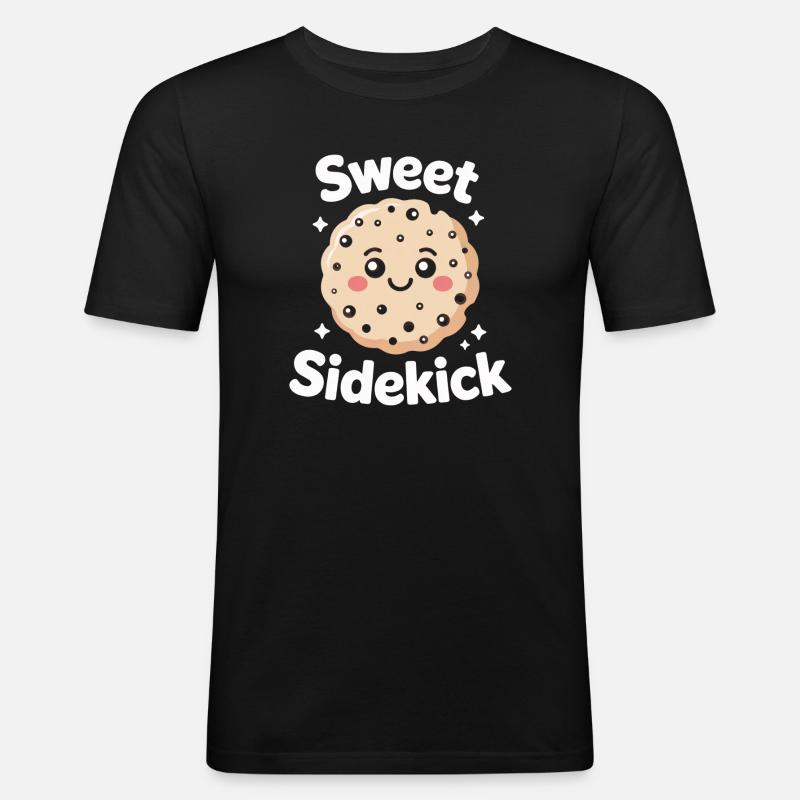 Sweet Sidekick – Cookie Maskottchen - Männer Slim Fit T-Shirt - Schwarz
