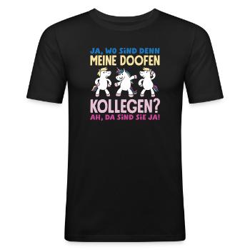 Mes collègues stupides. Les voilà du travail de bureau. - T-shirt près du corps Homme - noir - Devant - Nik (191cm)