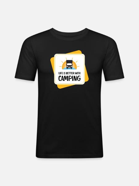 Life Is Better with Camping – Design - Men's Slim Fit T-Shirt - black