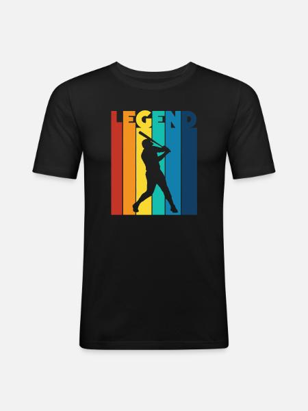 Baseball Legend Retro Batting Player Fan - Men's Slim Fit T-Shirt - black