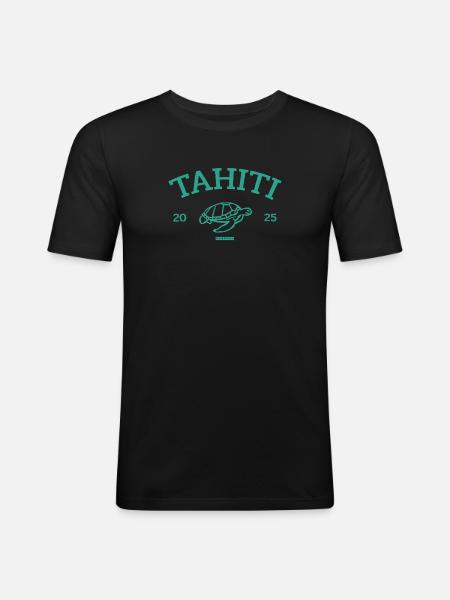Tahiti - Turtle - French Polynesia - Schildkröte - Männer Slim Fit T-Shirt - Schwarz