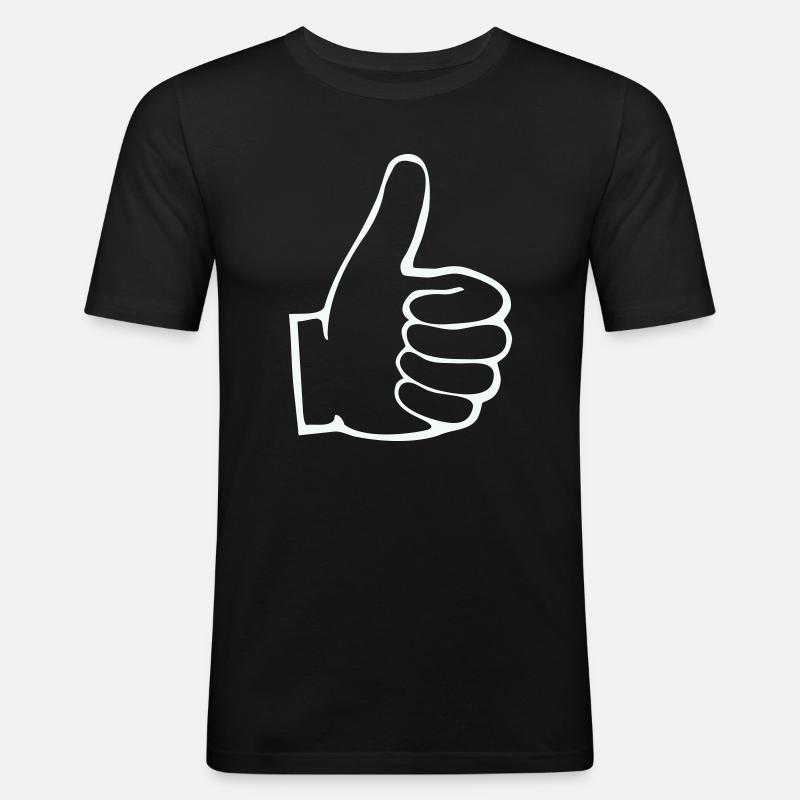 Daumen Hoch Outline - Männer Slim Fit T-Shirt - Schwarz
