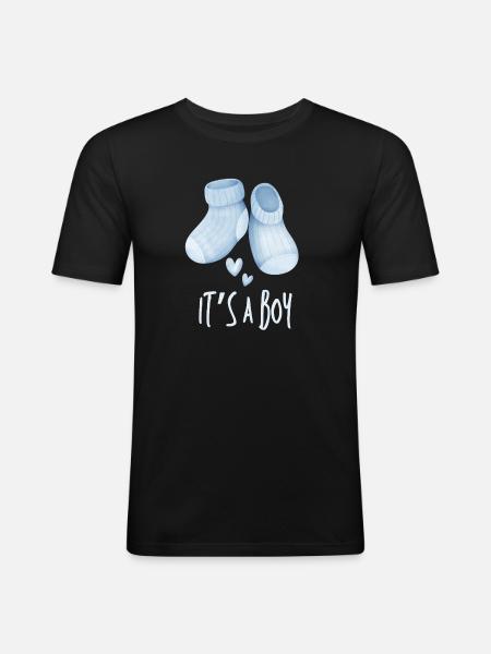 Blue Baby Booties It's a Boy - Men's Slim Fit T-Shirt - black