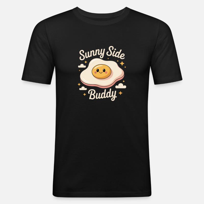 Fried Egg - Sunny Side Buddy - Men's Slim Fit T-Shirt - black