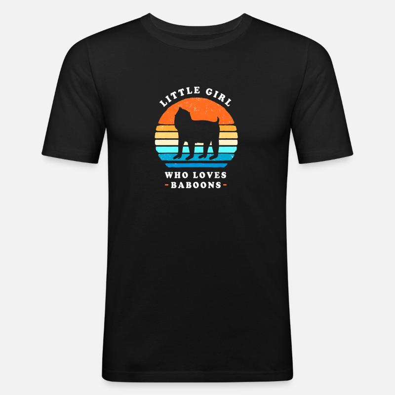 Pavian Primat Affe Affen Baboon - Männer Slim Fit T-Shirt - Schwarz