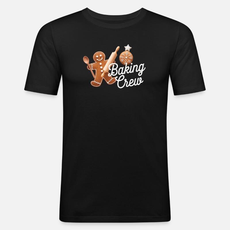 Baking Crew Gingerbread Man Christmas Baking - Men's Slim Fit T-Shirt - black