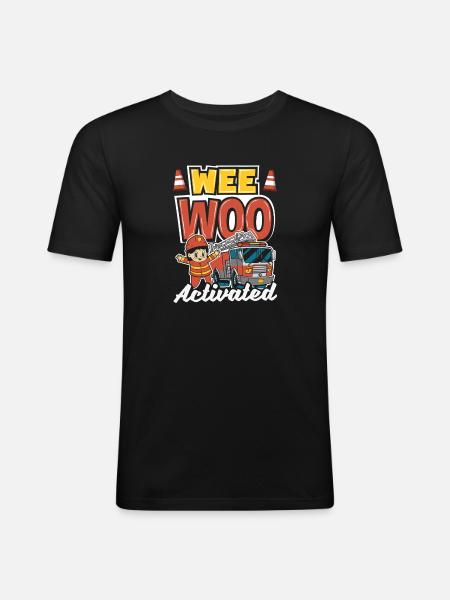 Wee Woo Squad Fire Tiny Feuerwehrmann - Männer Slim Fit T-Shirt - Schwarz