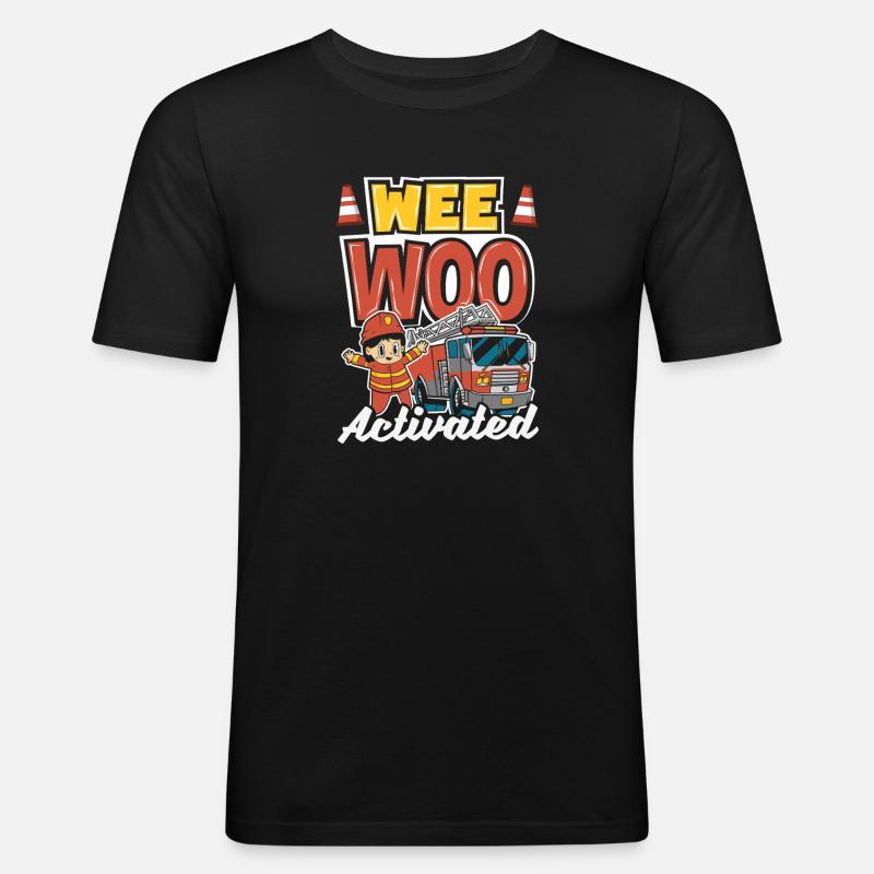 Wee Woo Squad Fire Tiny Feuerwehrmann - Männer Slim Fit T-Shirt - Schwarz