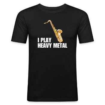 Saxofon, saxofonmusiker, musikelsker, jazzlærer - Herre Slim Fit T-Shirt - sort - Foran - Nik (191cm)
