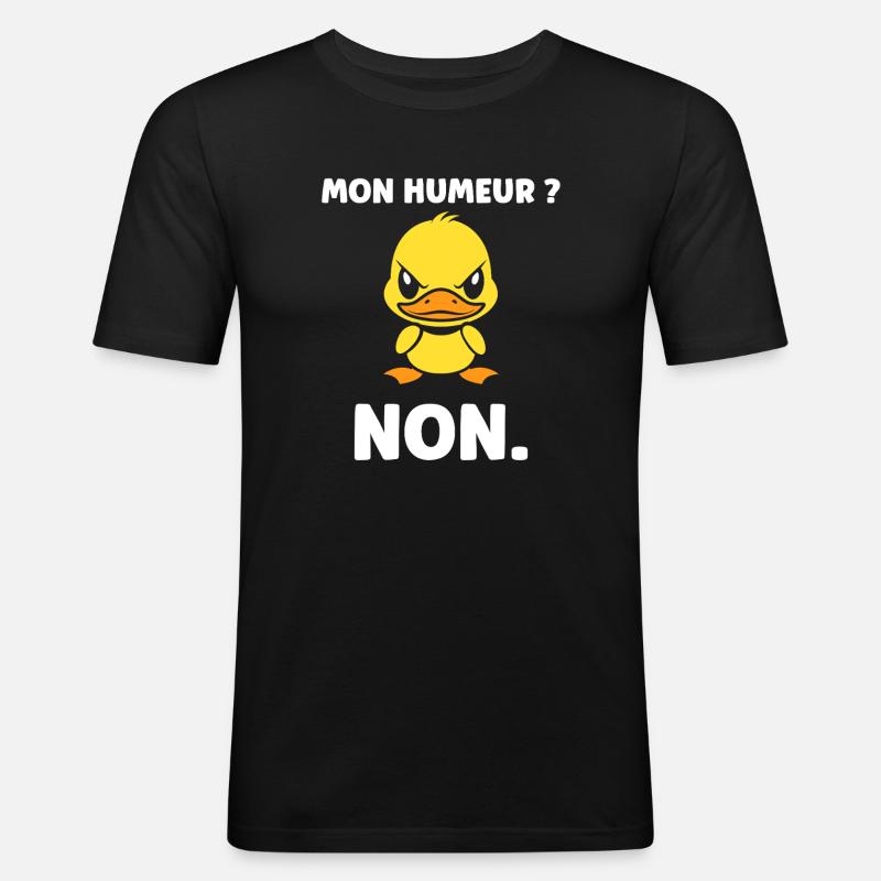 Grumpy Duck My Mood NO - Men's Slim Fit T-Shirt - black