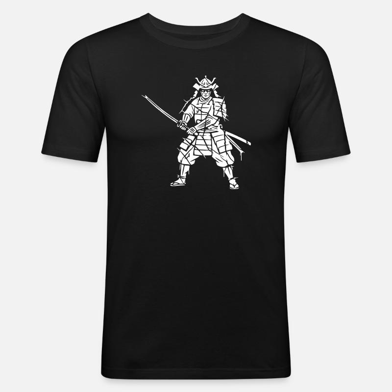 Samurai Splitter Mosaik Kunst Vektor - Männer Slim Fit T-Shirt - Schwarz