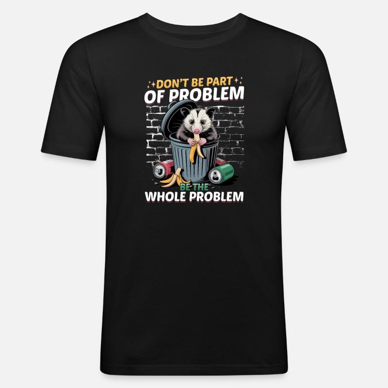 Funny Opossum - Männer Slim Fit T-Shirt - Schwarz