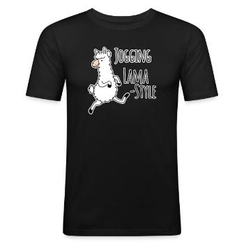 Jogging - Llama Style! Silly but fast! - Men's Slim Fit T-Shirt - black - Front - Nik (191cm)