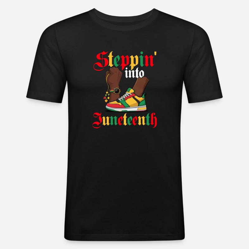 Steppin' Into Juneteenth – Schwarzer Stolz - Männer Slim Fit T-Shirt - Schwarz