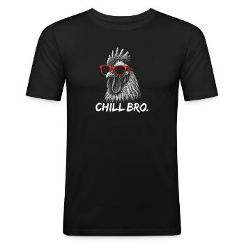 CHILL BRO – Coq drôle avec des lunettes de soleil - T-shirt près du corps Homme - noir - Devant - Nik (191cm)