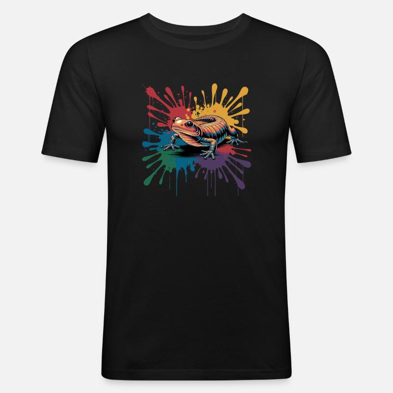  Bunter Salamander Mit Farbklecks Splash Für - Männer Slim Fit T-Shirt - Schwarz