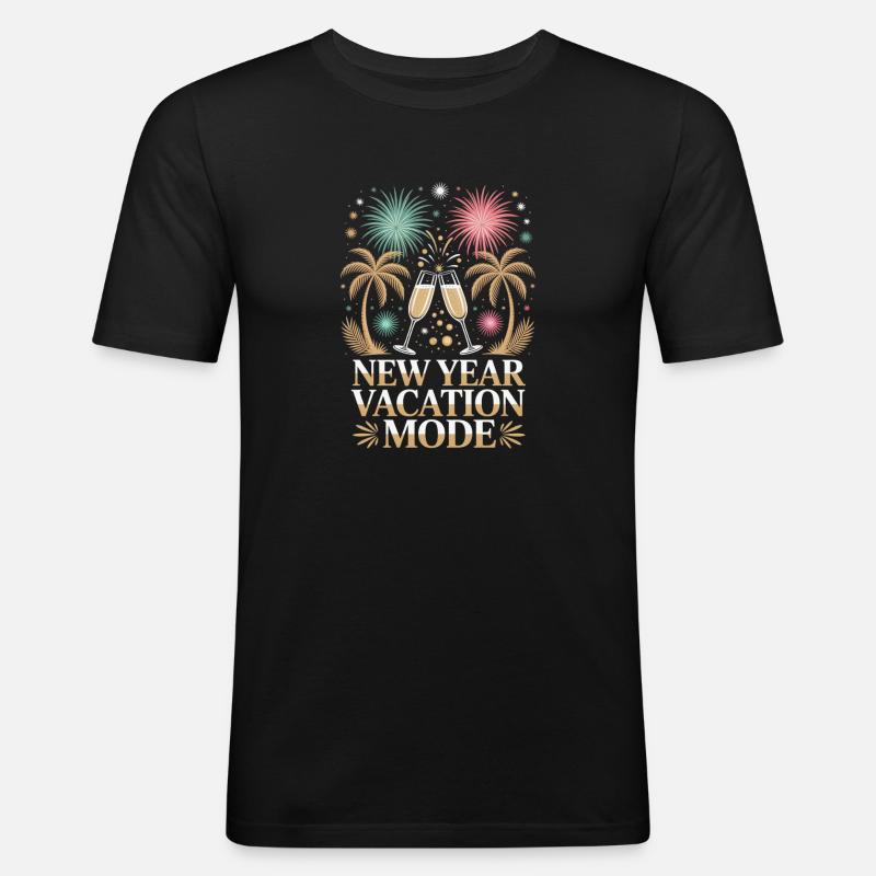Neujahrsurlaubsmodus - Männer Slim Fit T-Shirt - Schwarz