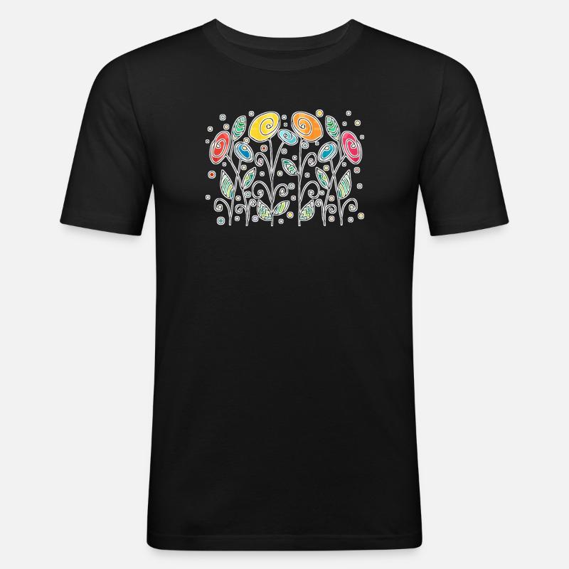 Blumen - Männer Slim Fit T-Shirt - Schwarz