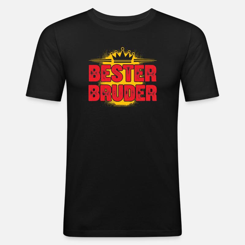 Bester Bruder Krone Retro Look - Männer Slim Fit T-Shirt - Schwarz