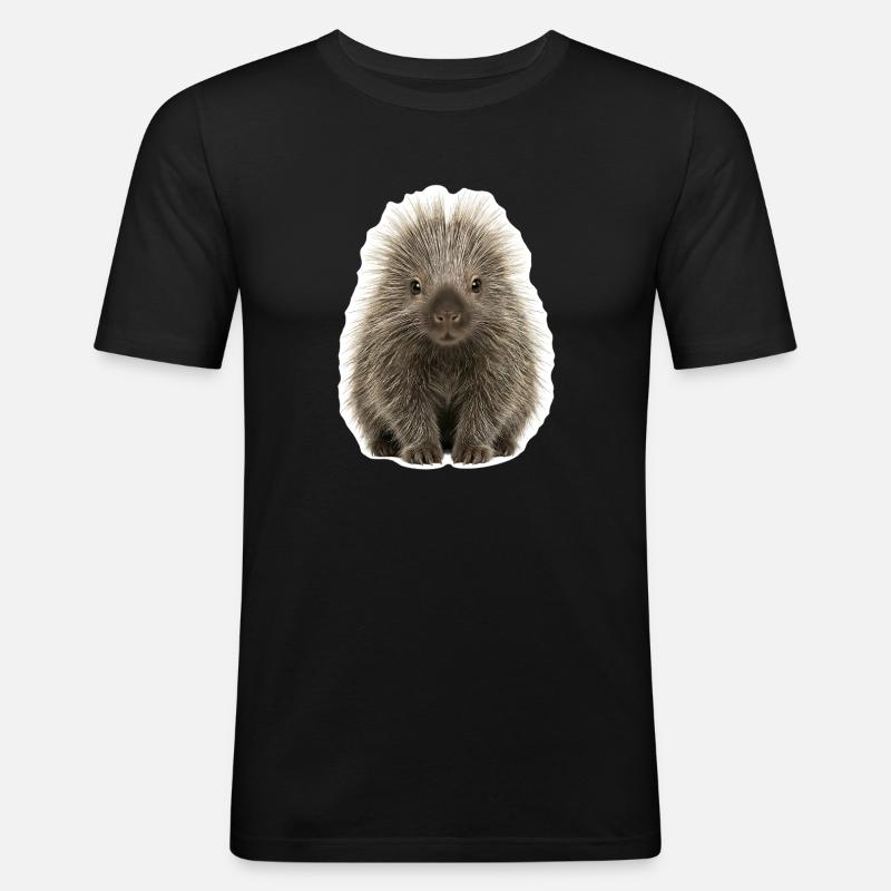 Putziges Stachelschwein - Niedlich - Männer Slim Fit T-Shirt - Schwarz