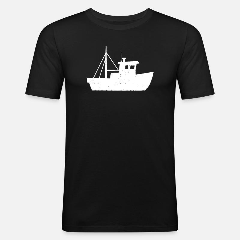 Fischkutter Boot Nordsee Vektor - Männer Slim Fit T-Shirt - Schwarz