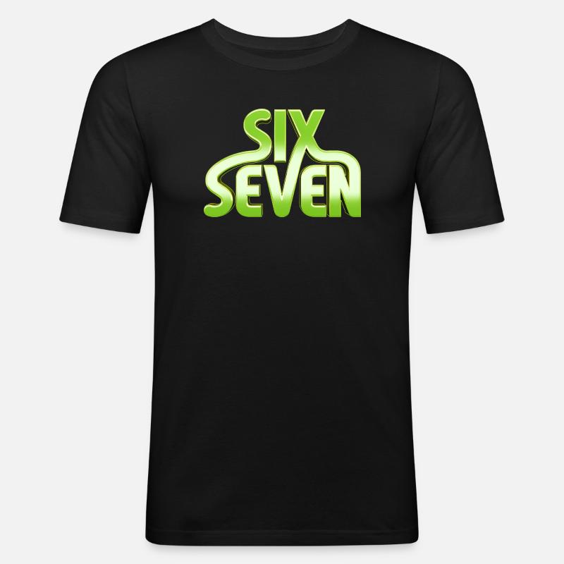 Six Seven 6 7 - 67 - Grøn typografi Meme Design - Herre Slim Fit T-Shirt - sort