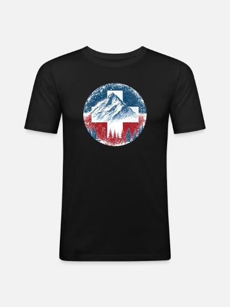 Schweiz-Swiss-Switzerland-Wintersport-Ski-Berge - Men's Slim Fit T-Shirt - black
