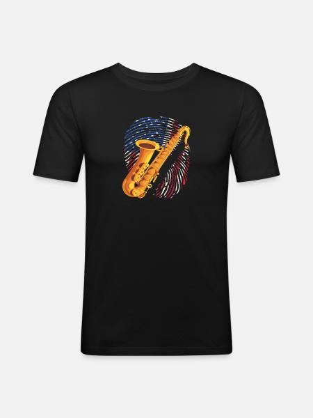 American saxophone player Saxophonist - Men's Slim Fit T-Shirt - black