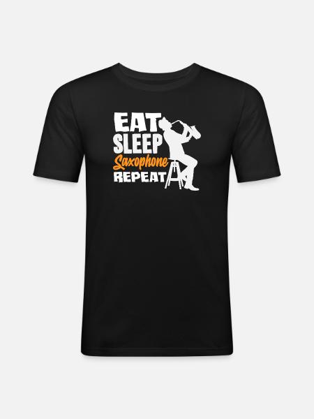 Eat Sleep Saxophone Repeat Saxophonist - Men's Slim Fit T-Shirt - black