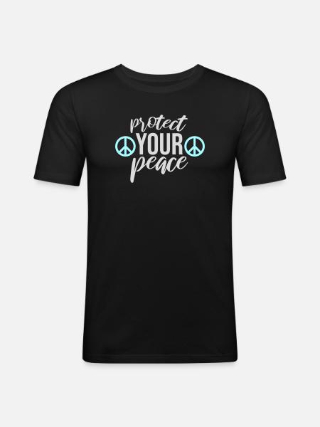 Protect Your Peace Mental Health Mindfulness - Men's Slim Fit T-Shirt - black
