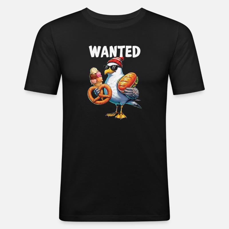 Gesucht Möwe Brezel Eiscreme - Men's Slim Fit T-Shirt - black