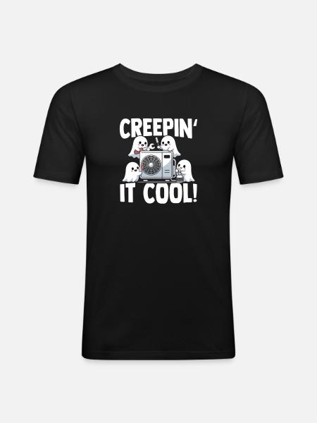 Technicien climatiseur Spooky Ghost CVAC - T-shirt près du corps Homme - noir