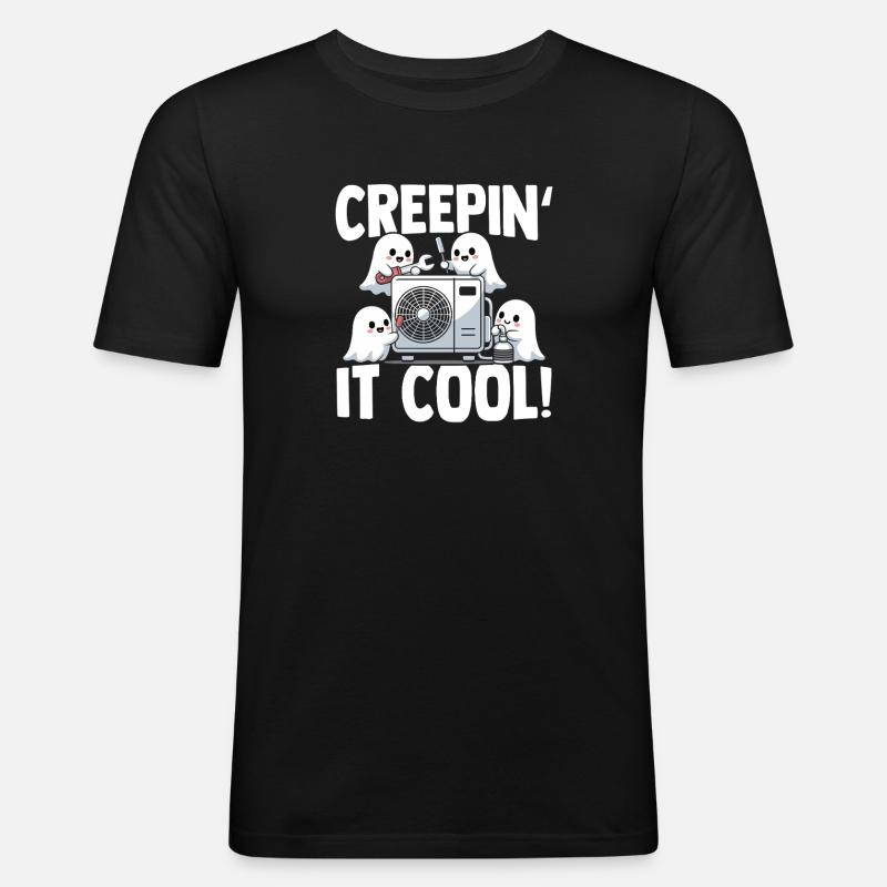Technicien climatiseur Spooky Ghost CVAC - T-shirt près du corps Homme - noir