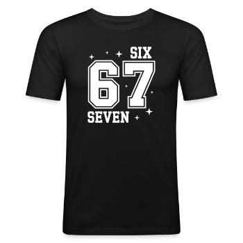 67 - Six Seven SixSeven 6-7 - Männer Slim Fit T-Shirt - Schwarz - Vorne - Nik (191cm)