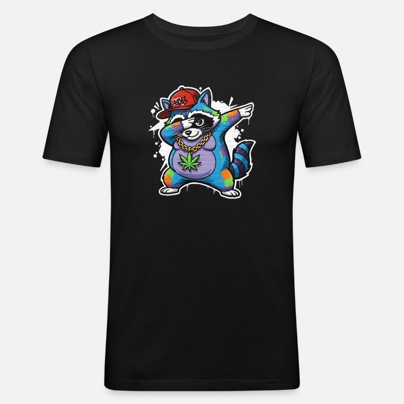 Dabbing Waschbär Graffiti Style Hip-Hop - Männer Slim Fit T-Shirt - Schwarz