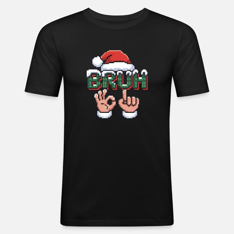 Santa 67 Bruh Weihnachtsmeme - Männer Slim Fit T-Shirt - Schwarz