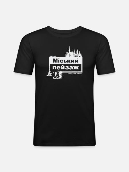 Cityscape - Ukrainian - ready when you are - Men's Slim Fit T-Shirt - black