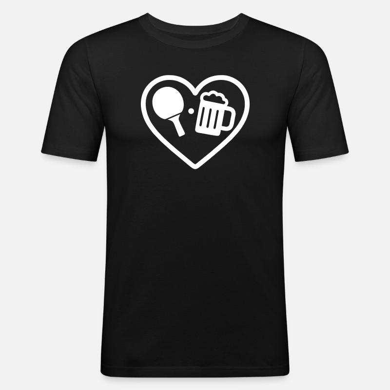 Heart Ping-Pong Bier - Männer Slim Fit T-Shirt - Schwarz
