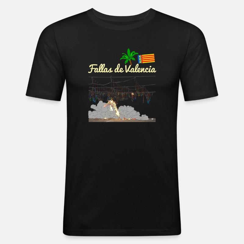 Fallas de Valencia Mascleta - Männer Slim Fit T-Shirt - Schwarz