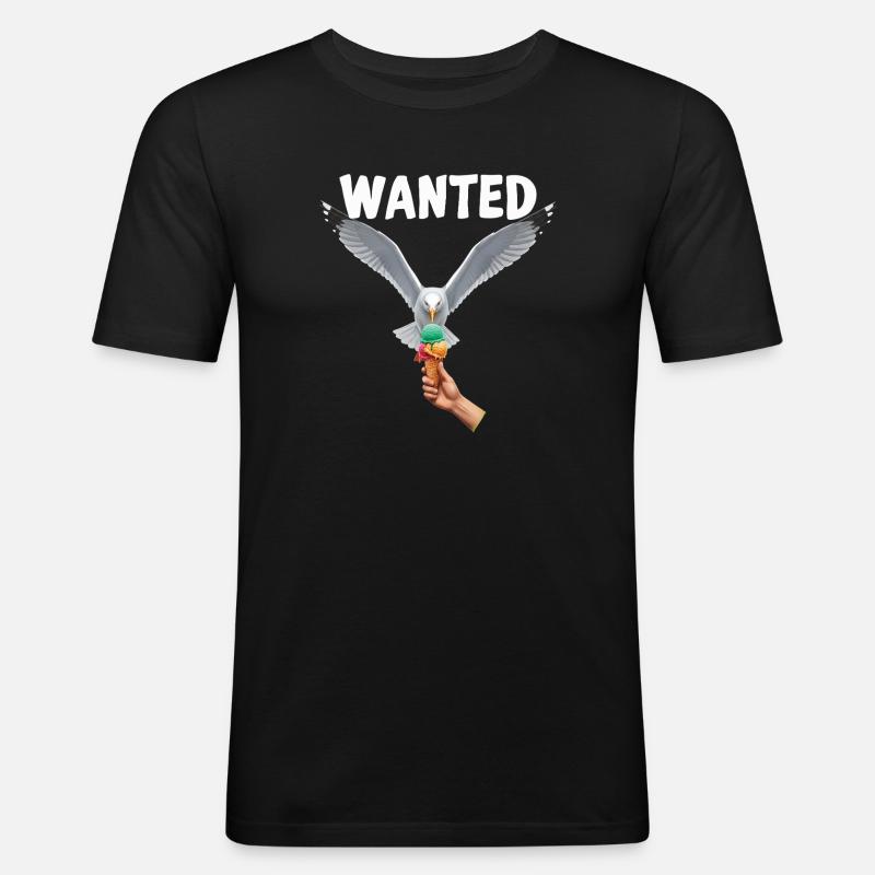 Gesucht Möwe Eiscreme Abenteuer - Männer Slim Fit T-Shirt - Schwarz