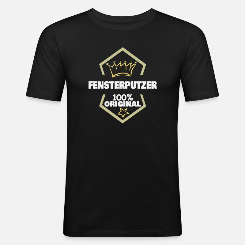 Fensterputzer als Arbeit - Männer Slim Fit T-Shirt - Schwarz