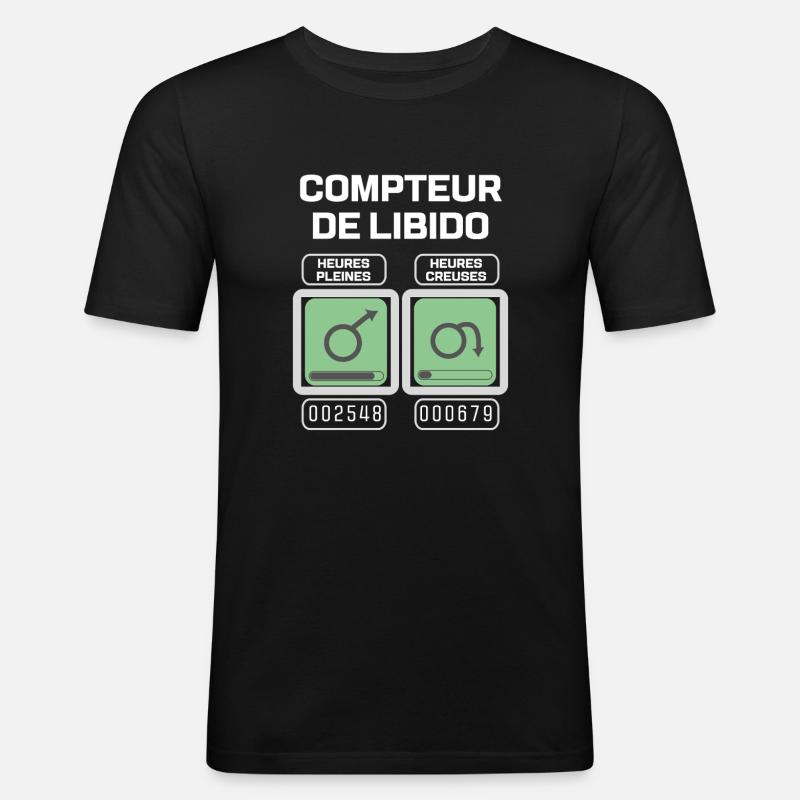 Männliches Libido-Messgerät - Männer Slim Fit T-Shirt - Schwarz
