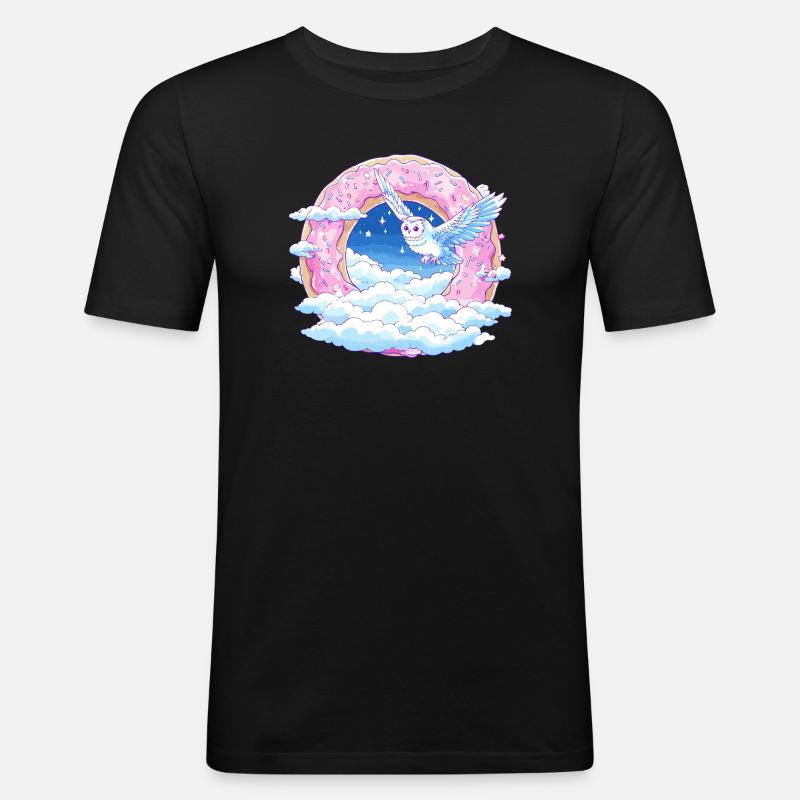 DonutHimmel Eulenflug - Männer Slim Fit T-Shirt - Schwarz