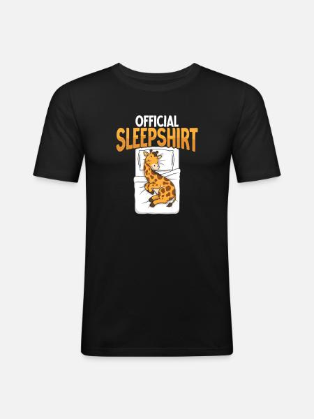 Giraffe in Bed Sleepshirt - Men's Slim Fit T-Shirt - black