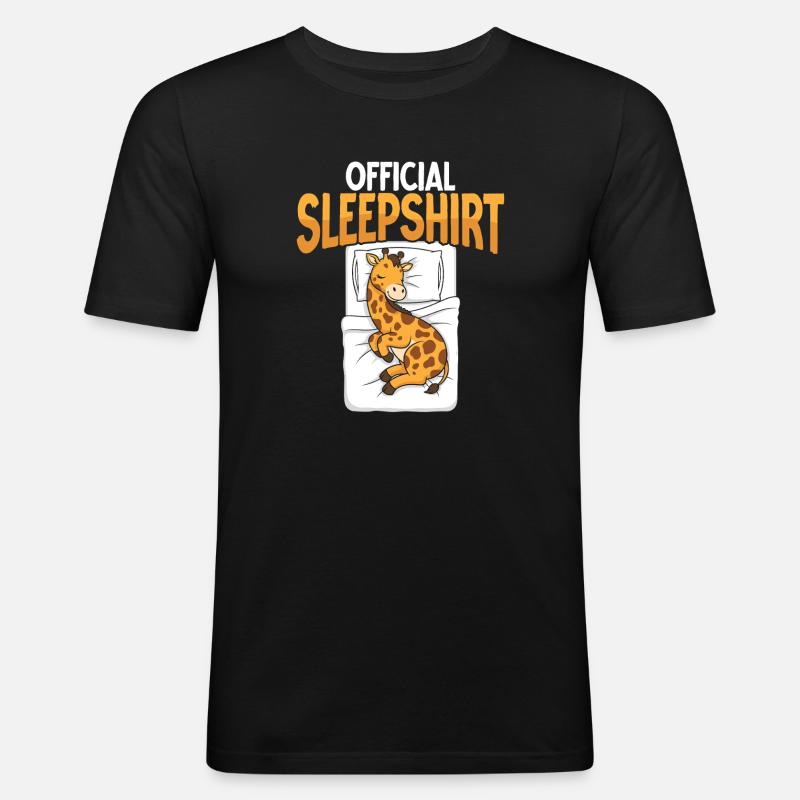 Giraffe im Bett Schlafhemd - Männer Slim Fit T-Shirt - Schwarz