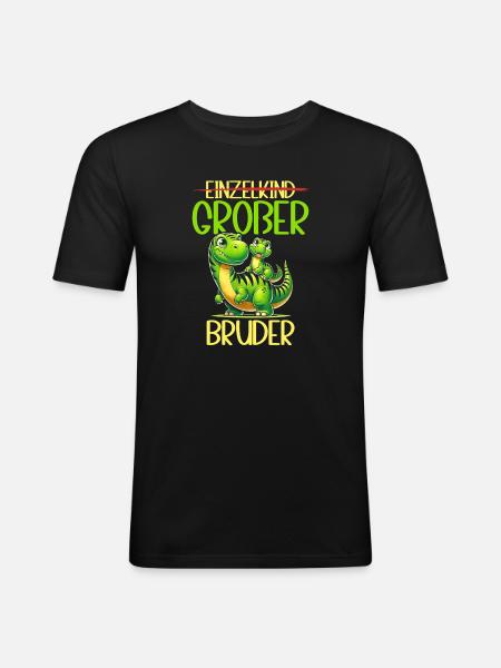 Big Brother Dinosaur Dino Sibling Motif - Men's Slim Fit T-Shirt - black