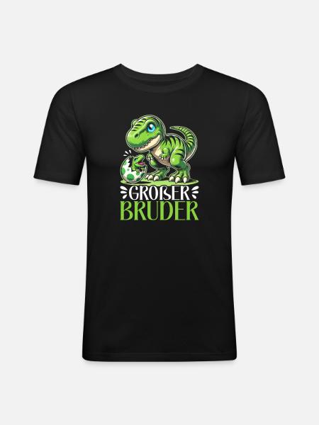 Big Brother Dinosaur Dino Sibling Motif - Men's Slim Fit T-Shirt - black