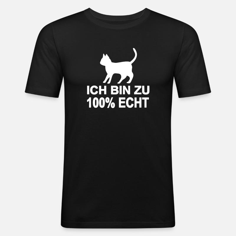 Katze - Männer Slim Fit T-Shirt - Schwarz