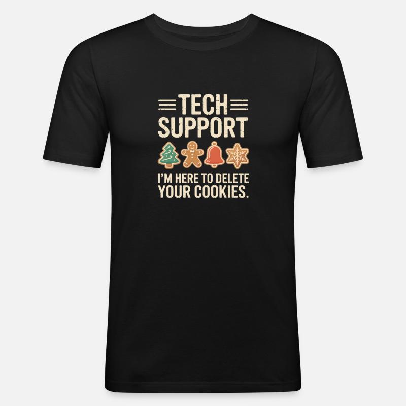 Technische Support-Cookies: Yuletide debuggen - Männer Slim Fit T-Shirt - Schwarz